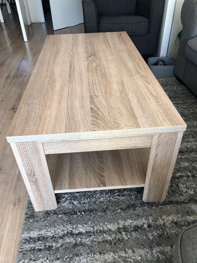 Salontafel, rechthoekig, licht eiken fineer, Ophalen, Gebruikt, 100 tot 150 cm, 50 tot 100 cm