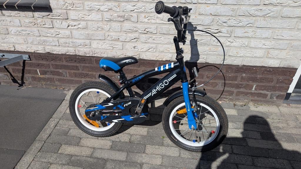 Amigo BMX Fun Zwart/Blauw 14 inch met Terugtraprem en Handre, Fietsen en Brommers, Ophalen of Verzenden
