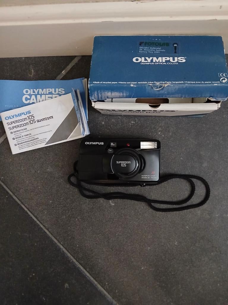 Olympus fotocamera, analoog, zwart, Ophalen, Gebruikt, Compact, Olympus