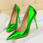 Hoge groene dames hakken stiletto pumps glimmende luxe punt, Verzenden, Nieuw, Groen, Pumps