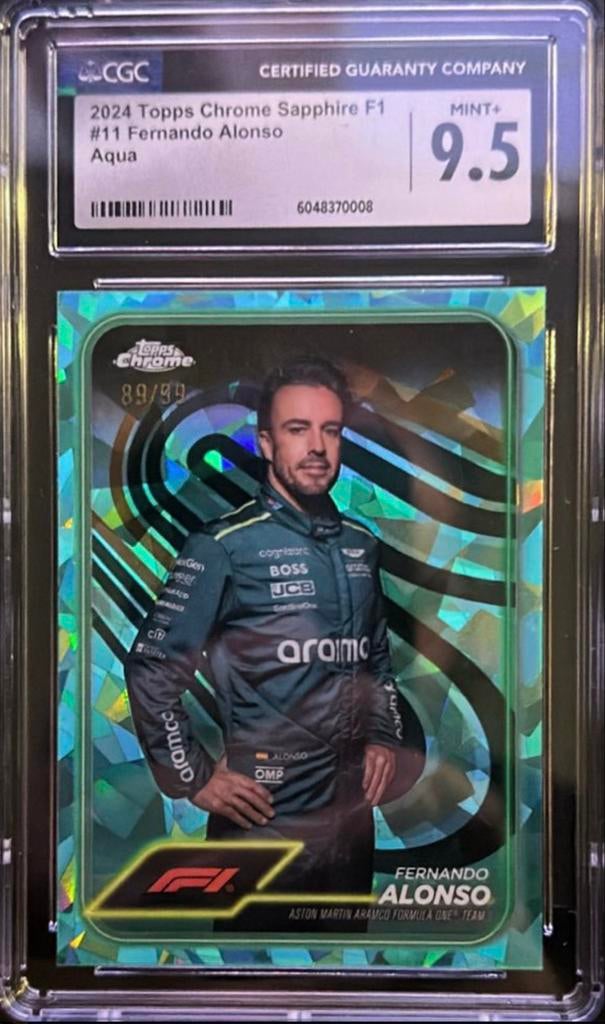 2024 Topps Chrome Sapphire F1 Fernando Alonso Aqua, Ophalen of Verzenden, Zo goed als nieuw, Overige sporten, Spelerskaart
