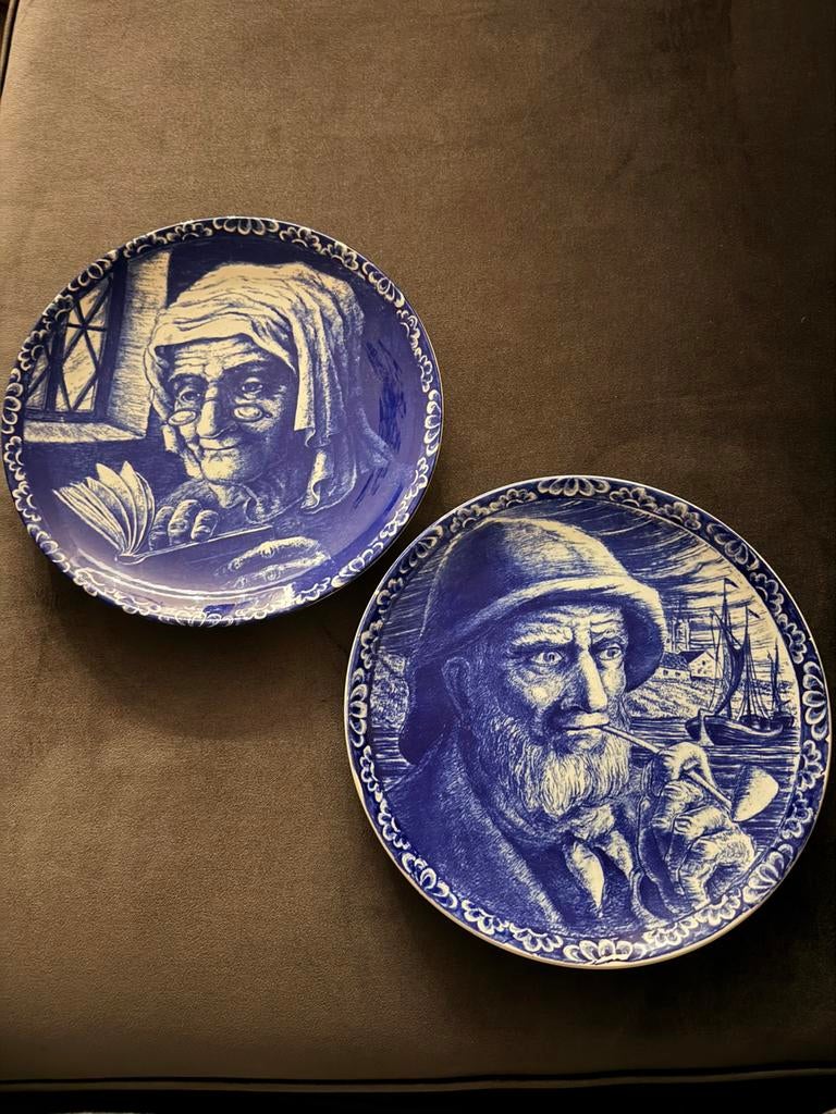 Vintage 2 Delfts Blauwe Wandborden Boch Frères La Louvière, Antiek en Kunst, Antiek | Wandborden en Tegels, Ophalen of Verzenden