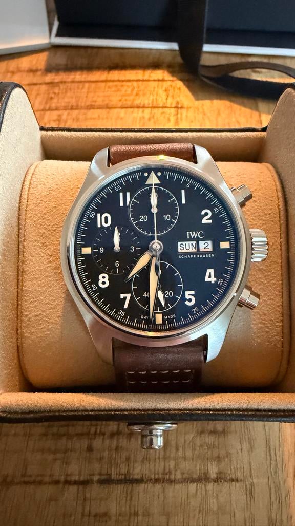 IWC Pilot's Watch Chronograph Spitfire, Overige merken, Leer, Staal, Polshorloge