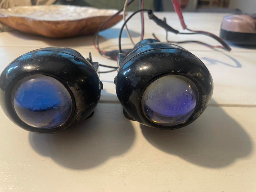 zeldzame mistlampen blauw glas jaren 80, Ophalen of Verzenden, Gebruikt