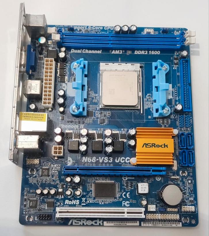 AsRock N68-VS3 UCC + Athlon II x2 240, Computers en Software, Moederborden, Gebruikt, AMD, DDR3, Ophalen of Verzenden