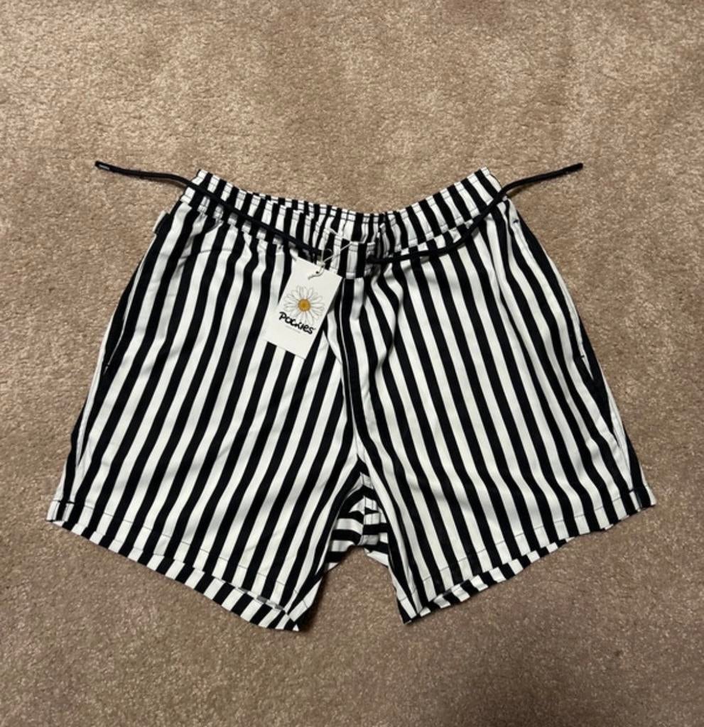 Pockies Zwembroek Zwart/Wit Gestreept - Maat M (Nieuw), Ophalen of Verzenden, Maat 48/50 (M), Zwart, Zwemshort