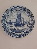 Delfts Blauw rond wandbord met Hollands landschap, Ophalen