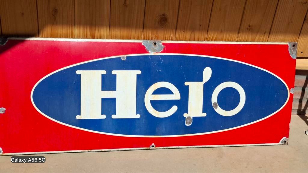 Emaille reclamebord Hero, Verzamelen, Merken en Reclamevoorwerpen, Ophalen, Gebruikt, Reclamebord