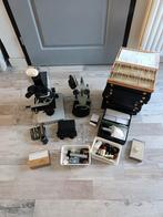 Diverse microscopen met accessoires - Gebruikt, Audio, Tv en Foto, Optische apparatuur | Microscopen, Ophalen, Gebruikt, 400x tot 1000x