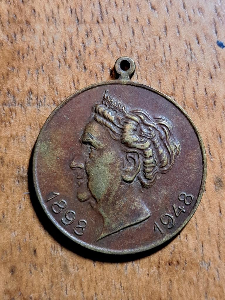 Herdenkingspenning Wilhelmina 50-jarig Jubileum 194, Postzegels en Munten, Ophalen of Verzenden
