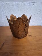 bloempot hoogte 10 cm. keramiek bladeren bronskleur, Tuin en Terras, Rond, Ophalen of Verzenden, Aardewerk, Binnen
