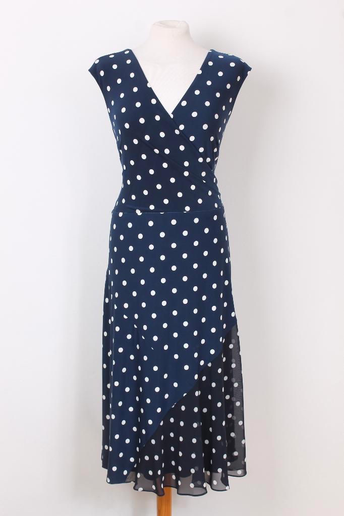 Lente! Polkadot jurk Ralph Lauren maat M, Kleding | Dames, Jurken, Zo goed als nieuw, Maat 38/40 (M), Blauw, Knielengte, Ophalen of Verzenden