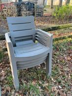 4x taupe stapelstoel Allibert, Ophalen, Gebruikt, Stapelbaar