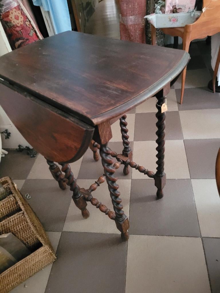 Antieke hangoor tafel, gateleg tafel vol hout, Ophalen