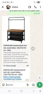 Keukeneiland zwart met eiken vadholma ikea, Ophalen, Gebruikt, Zwart, 50 tot 100 cm