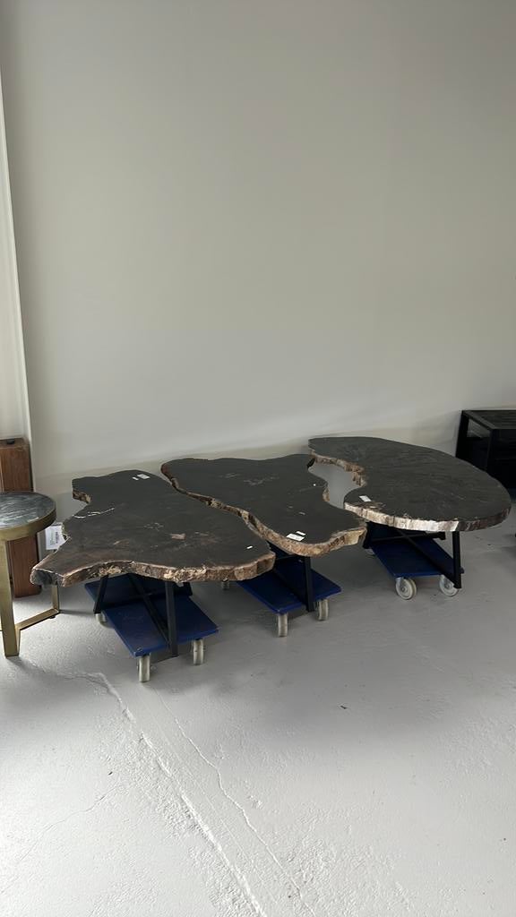 Partij versteendhouten salontafels, Minder dan 55 cm, Rond, Zo goed als nieuw, Ophalen