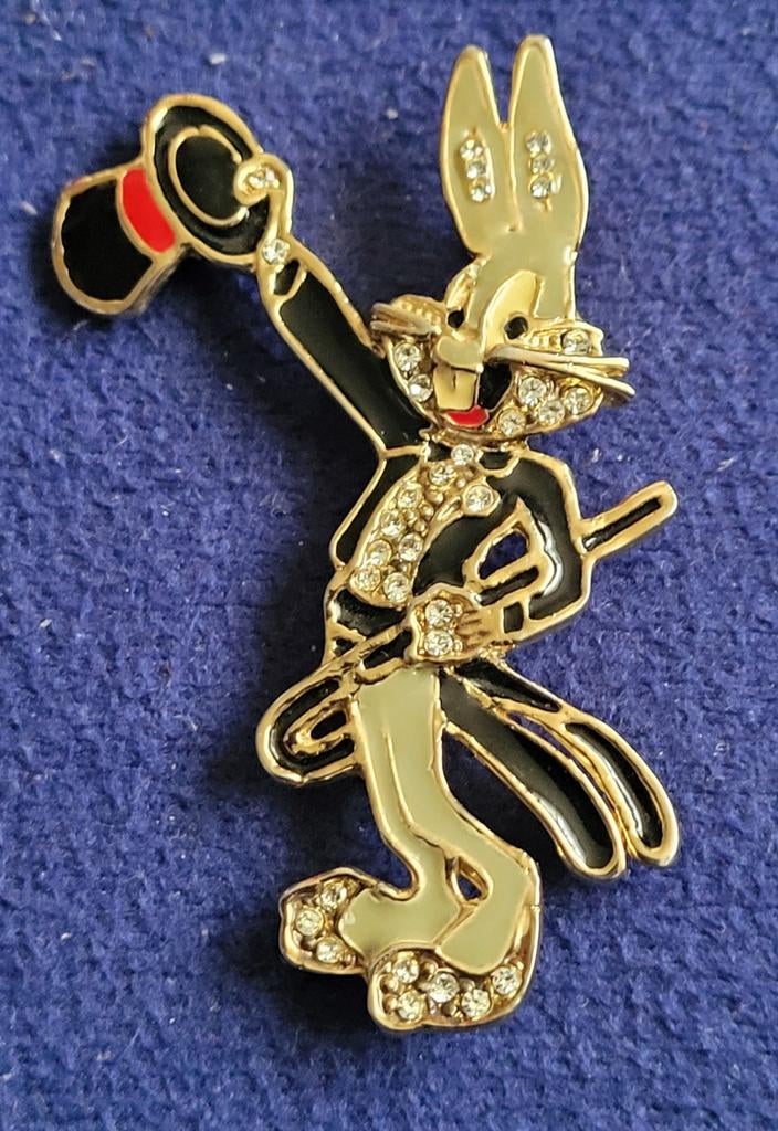 Originele Bugs Bunny Warner Bros broche emaille en strass, Overige materialen, 4 tot 7 cm, Verzenden, Zo goed als nieuw