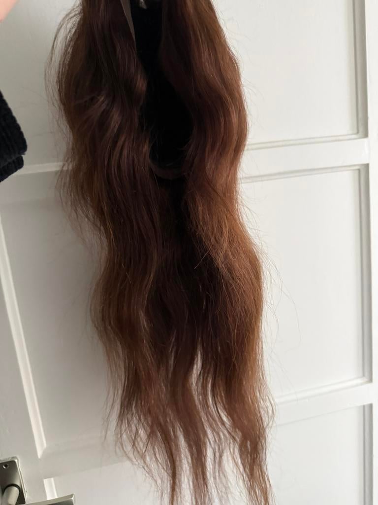 Pruik van echt mensen haar human hair wig front lace bruin, Ophalen of Verzenden, Gebruikt, Pruik of Haarverlenging