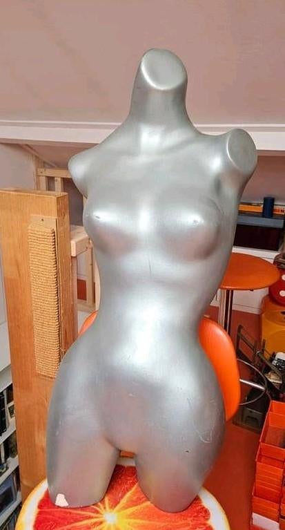 Zilverkleurige etalagepop torso, Ophalen of Verzenden, Gebruikt
