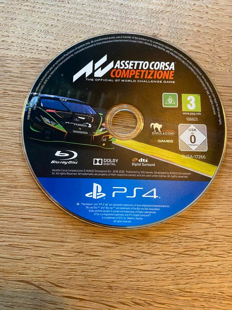 Assetto Corsa Competizione PS4 - Zonder Hoesje, Spelcomputers en Games, Ophalen of Verzenden, Zo goed als nieuw