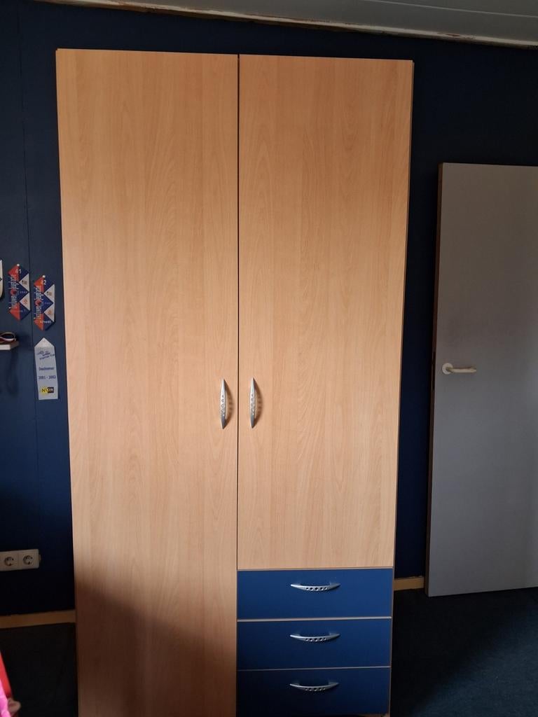 Kledingkast met hangruimte, planken en lades, Gebruikt, 200 cm of meer, 50 tot 100 cm, Overige houtsoorten
