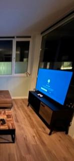 Tv meubel zwart met hout 180 cm, Antiek en Kunst, Ophalen