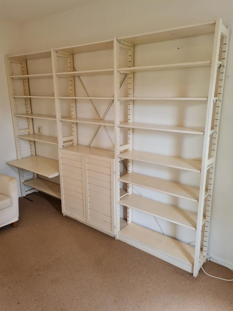 Grote witte boekenkast met bureau en opbergruimte, Huis en Inrichting, Ophalen, Onbekend@voorbeeld.com, 200 cm of meer, Modern, Functioneel
