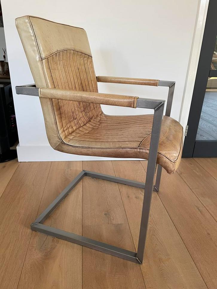 4 eetkamerstoelen, Huis en Inrichting, Stoelen, Zo goed als nieuw, Vijf, Zes of meer stoelen, Leer, Bruin, Ophalen