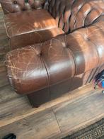 Vintage Chesterfield Bankje 3-persoons - Bruin Leer, Ophalen, Gebruikt, Vintage chestefield, 150 tot 200 cm