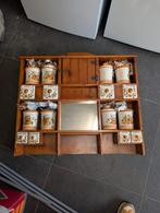 Vintage kruidenrek met potjes - zo goed als compleet, Ophalen