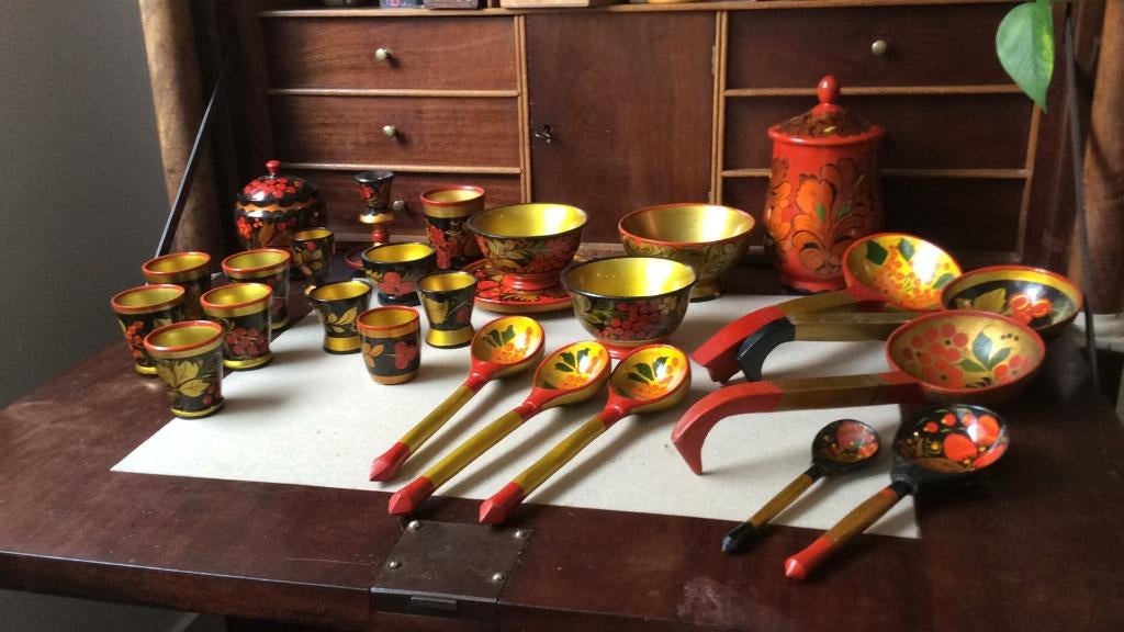 Chochloma - Khokhloma - krukje en servies, Ophalen of Verzenden