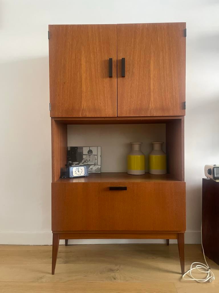 Retro teakhouten kast, Ophalen, Zo goed als nieuw, 25 tot 50 cm, Minder dan 150 cm