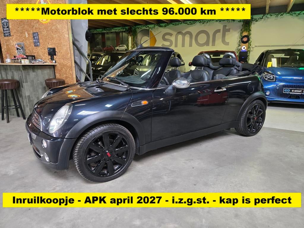 Mini Mini Cabrio 1.6 Cooper Pepper met super werkende cabrio, Auto's, Voorwielaandrijving, Gebruikt, Zwart, 4 cilinders