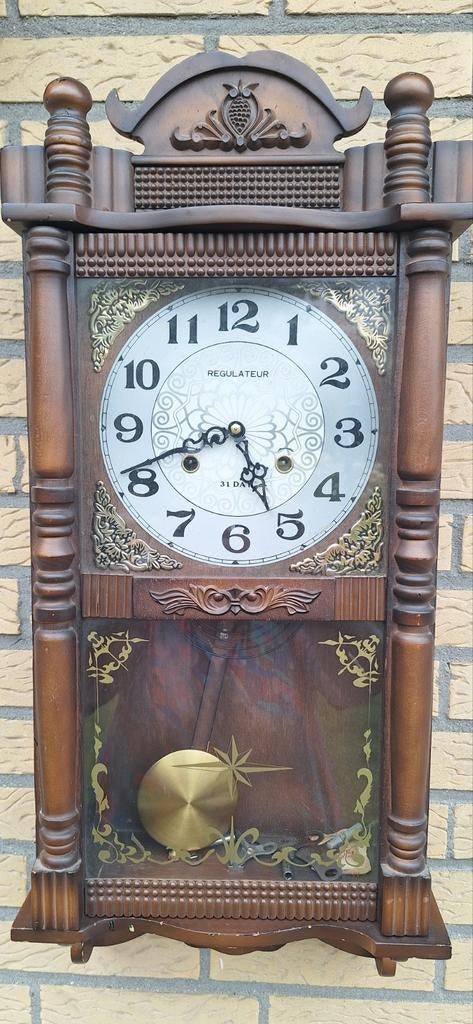 Antieke Regulateur Wandklok - 31 Dagen Uurwerk, Antiek en Kunst, Antiek | Klokken, Ophalen