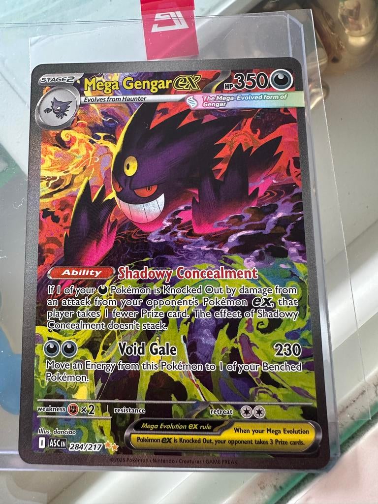 Mega Gengar EX Pokémon Kaart 284/217 - Zo goed als nieuw, Ophalen of Verzenden, Zo goed als nieuw, Losse kaart, Foil