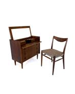 Vintage Palissander Deense kaptafel ‘60, Vintage retro buisframe design rotan webbing papercord deens, Zo goed als nieuw, Minder dan 100 cm