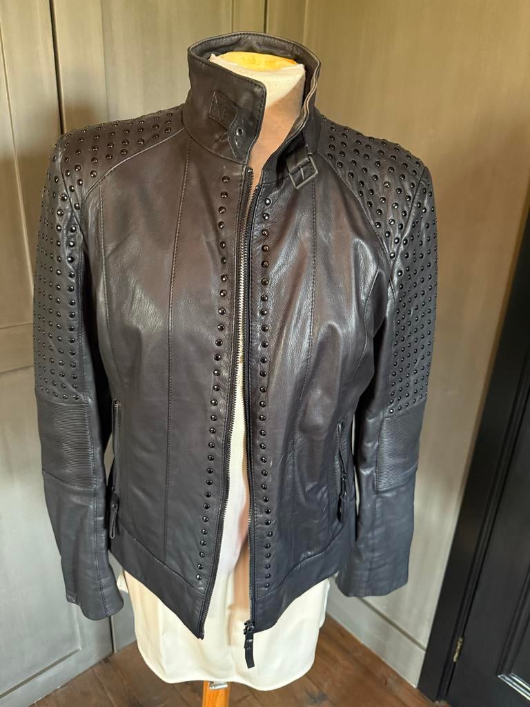 Stoer leren Jack van Marccain, Kleding | Dames, Ophalen of Verzenden, Zo goed als nieuw, Maat 38/40 (M), Zwart