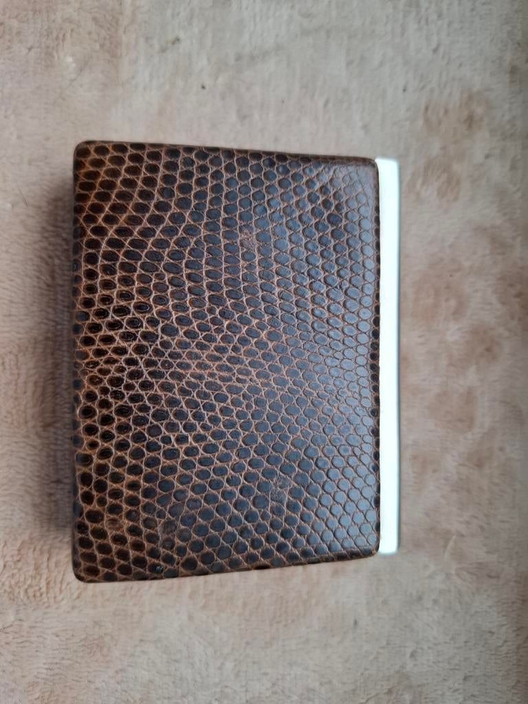 Vintage sigarettendoosje met reptielachtige print, Antiek en Kunst, Ophalen of Verzenden