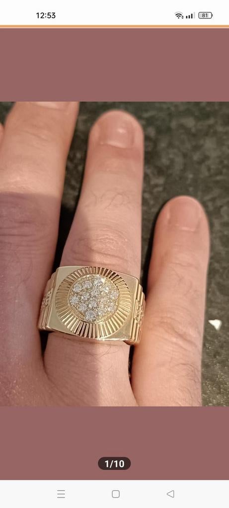 Gouden heren ring 18 karaat met 26 diamanten. 17.94gram!!, Ophalen of Verzenden, Goud, Goud, Dame