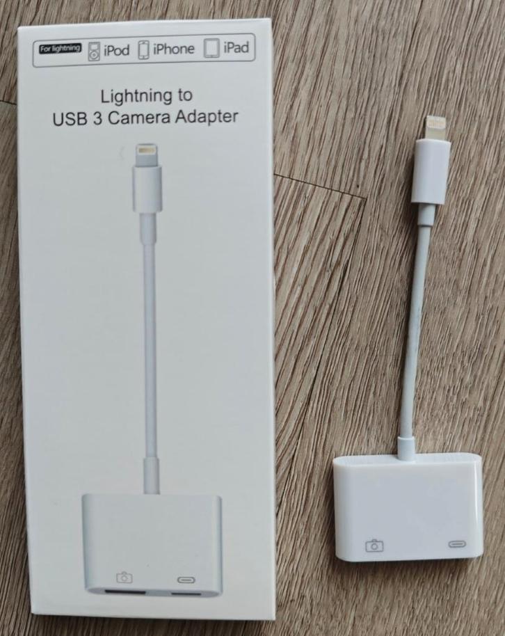 Adapter geschikt voor Apple Lightning to USB camera adapter, Telecommunicatie, Mobiele telefoons | Telefoon-opladers, Zo goed als nieuw