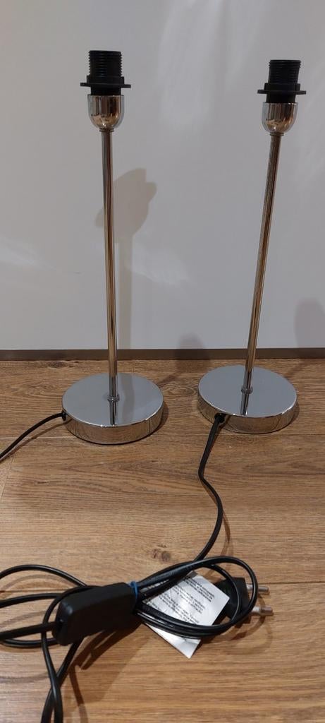 Strakke schemerlampen 2×/ronde voet, Huis en Inrichting, Lampen | Tafellampen, Ophalen of Verzenden, Minder dan 50 cm