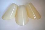 vintage 3x lampenkap schuin streep ruit jaren 50 creme glas, Gebruikt, 25 tot 50 cm, Vintage, Crème