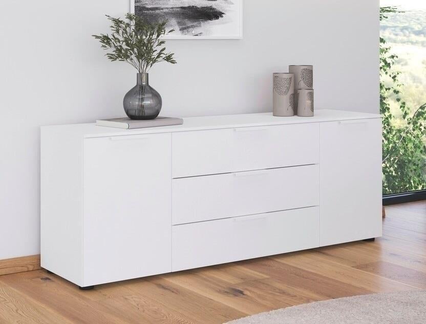 Lage Commode dressoir Finesse Grijs-eiken wit SALE-, Ophalen of Verzenden, Nieuw, 25 tot 50 cm, 150 tot 200 cm