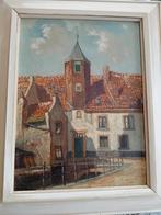 olieverf schilderij Muurhuizen 199 Amersfoort, ingelijst, Ophalen of Verzenden