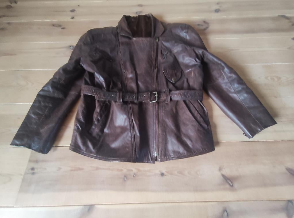 vintage leren jas (maat 44), Kleding | Heren, Ophalen of Verzenden, Zo goed als nieuw, Maat 46 (S) of kleiner, Bruin