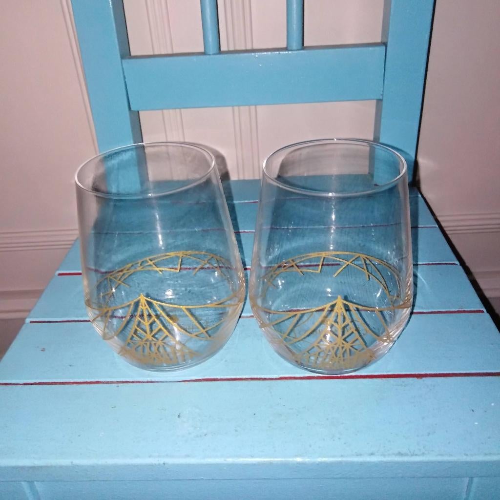 Courvoisier cognac glazen 2 stuks, Ophalen, Glas of Glazen, Overige stijlen, Glas