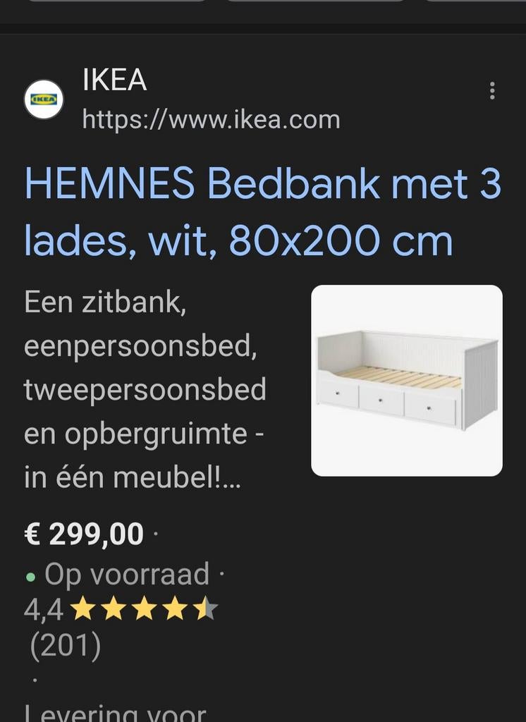 2x hemnes bedbank ikea., Kinderen en Baby's, Kinderkamer | Bedden, Gebruikt, 180 cm of meer, Matras, Ophalen