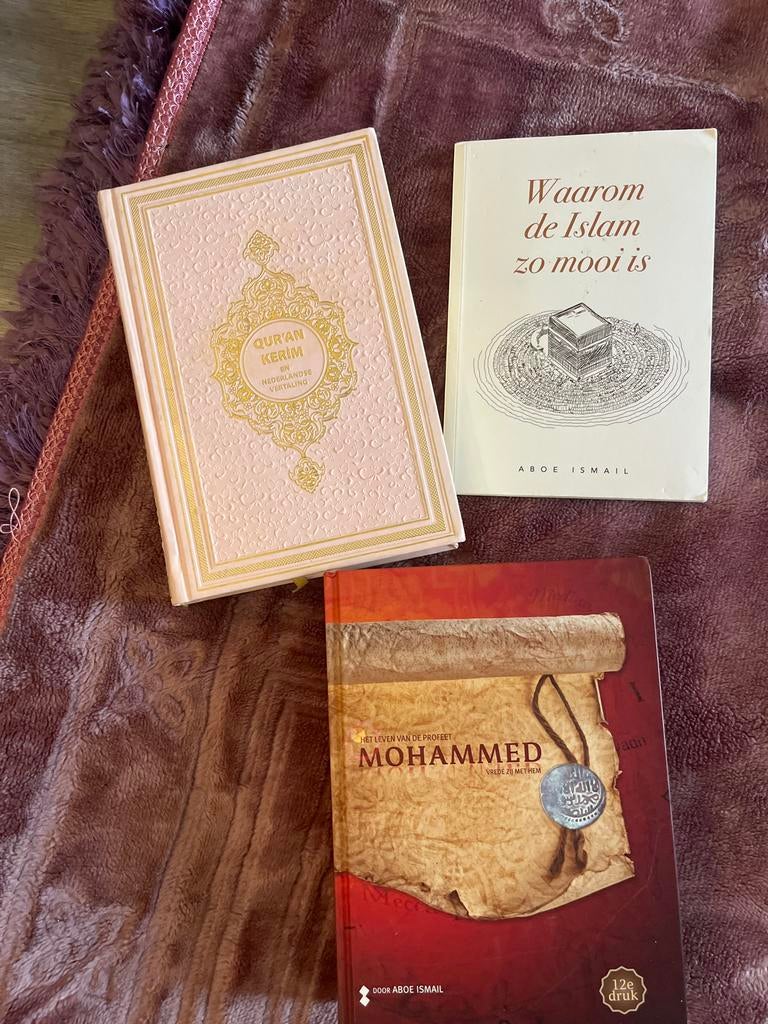 Gebedskleed en 4 islamitische boeken, Ophalen of Verzenden, Gelezen, Islam