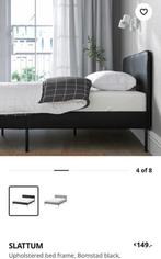 Ikea Slattum zwart 140x200 cm inclusief lattenbodem, Ophalen, Gebruikt, Zwart, Tweepersoons