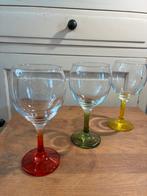 Vintage handgeblazen wijnglazen op voet, Ophalen of Verzenden